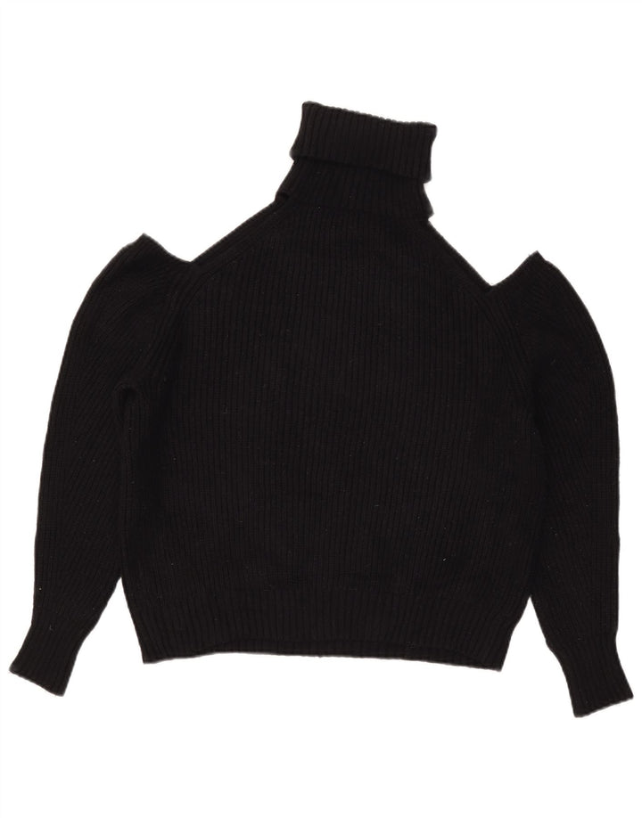 Zara Dame Off Shoulder Roll Neck sweater UK 14 Medium Black