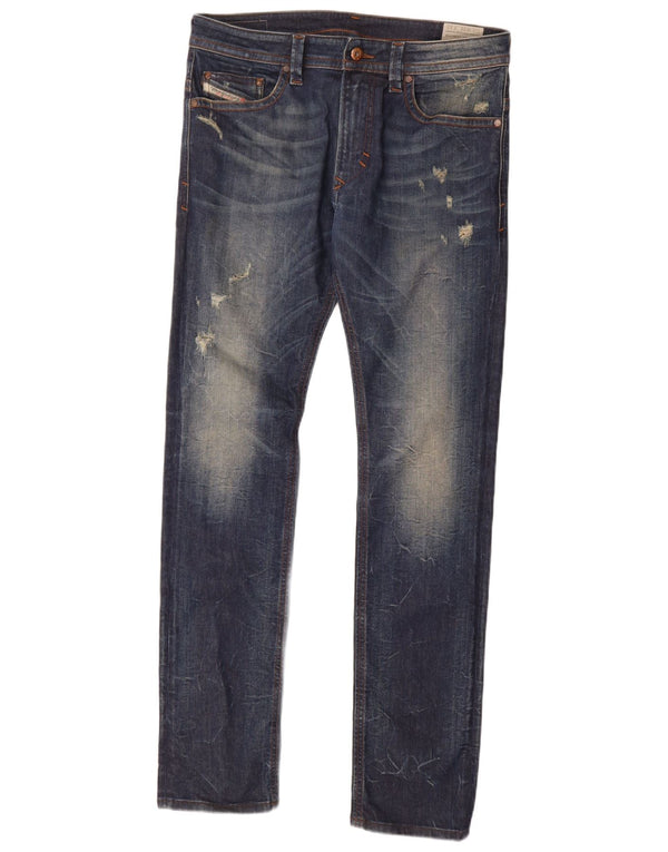 Diesel Herre Thavar Distressed Slim Skinny Jeans W31 L32 Blå Bomuld