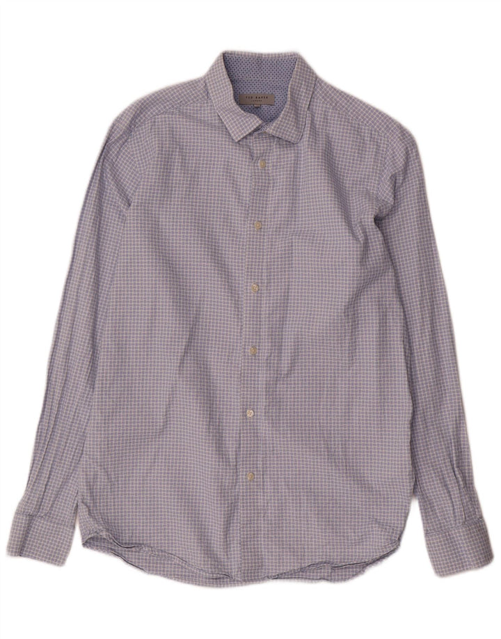 Ted Baker Herreskjorte str. 3 Medium Blue Gingham Cotton