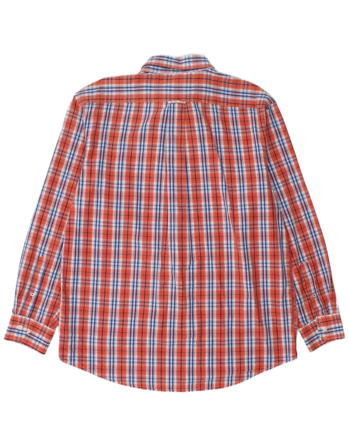 Izod herreskjorte stor orange ternet bomuld