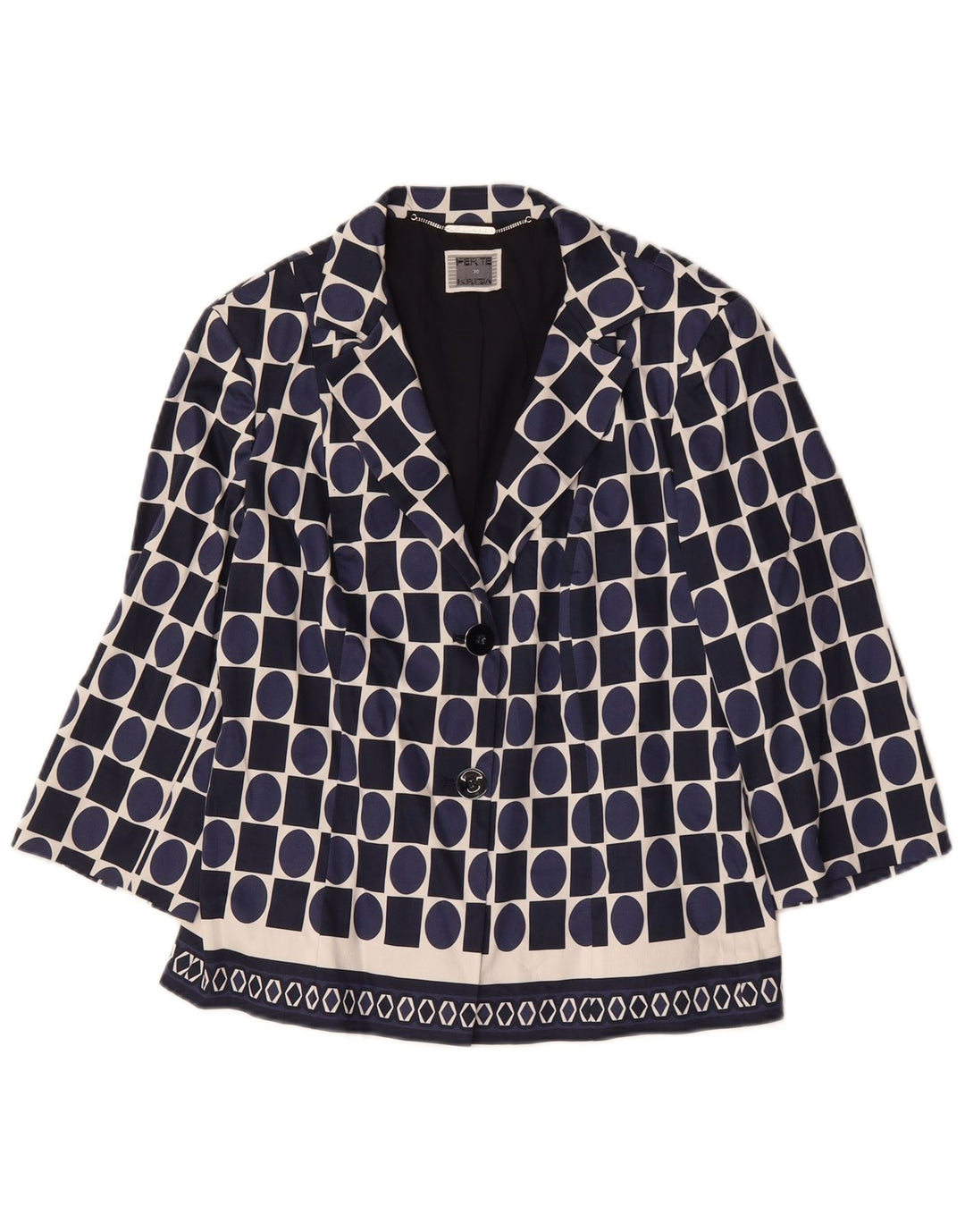 Perte by Krizia Dame Blazer Jacket UK 16 Large Navy Blue Geometric