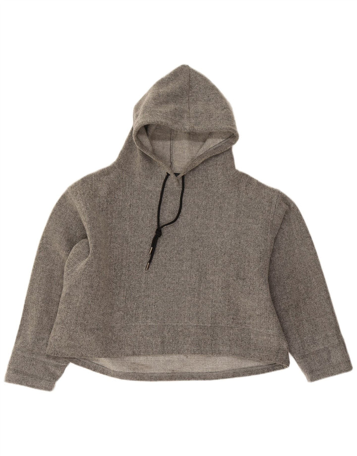 Zara Dame Oversized Hoodie Jumper UK 14 Medium Grå Akryl