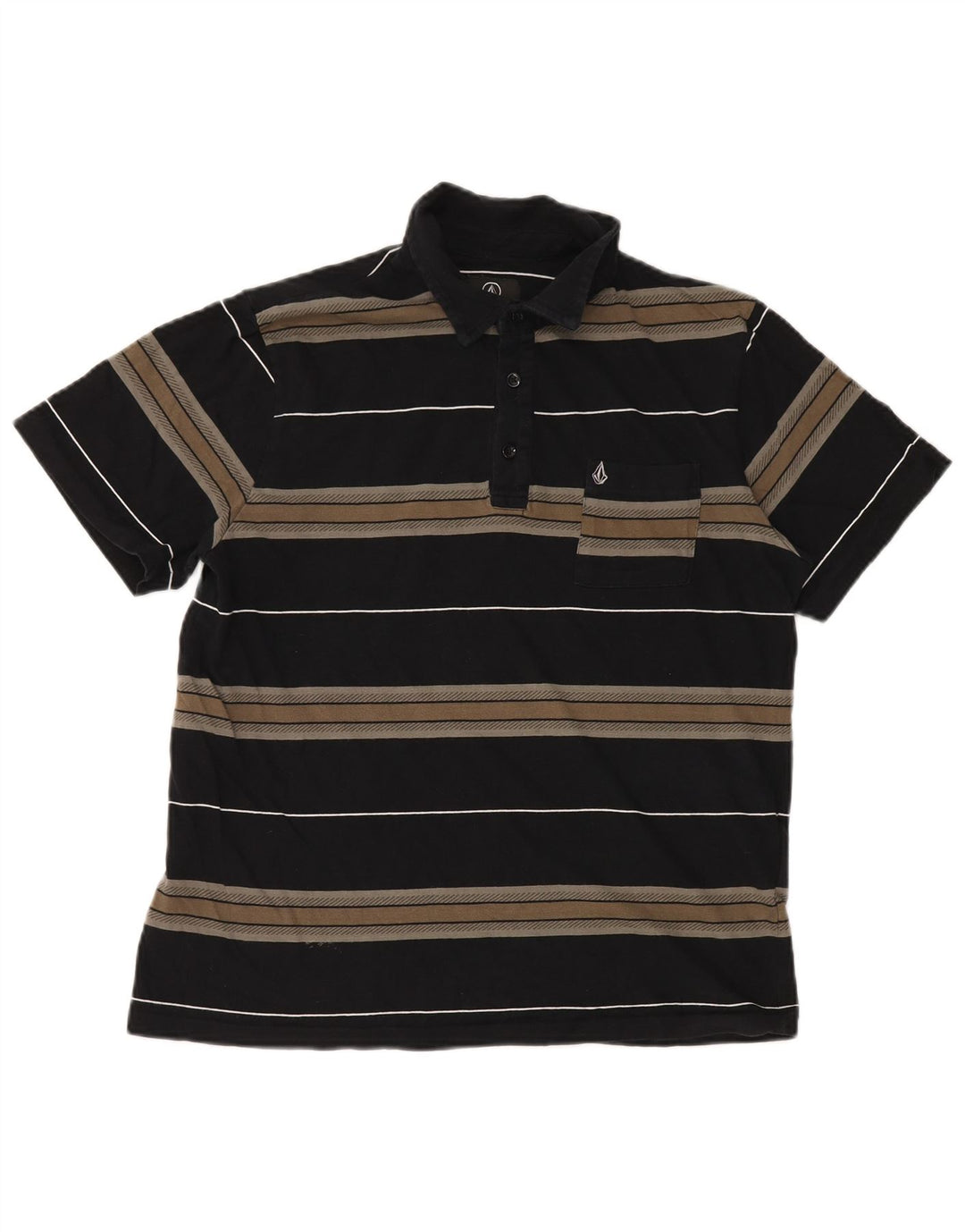 VOLCOM Poloshirt til mænd, medium sort stribet bomuld