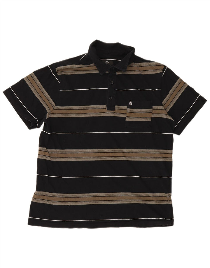 VOLCOM Poloshirt til mænd, medium sort stribet bomuld