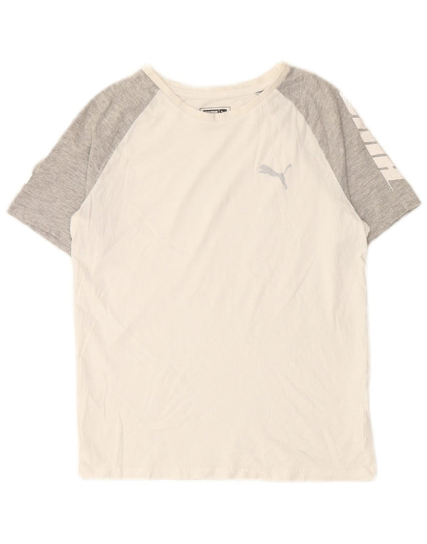 PUMA drenge grafisk t-shirt top 12-13 år stor hvid colourblock bomuld