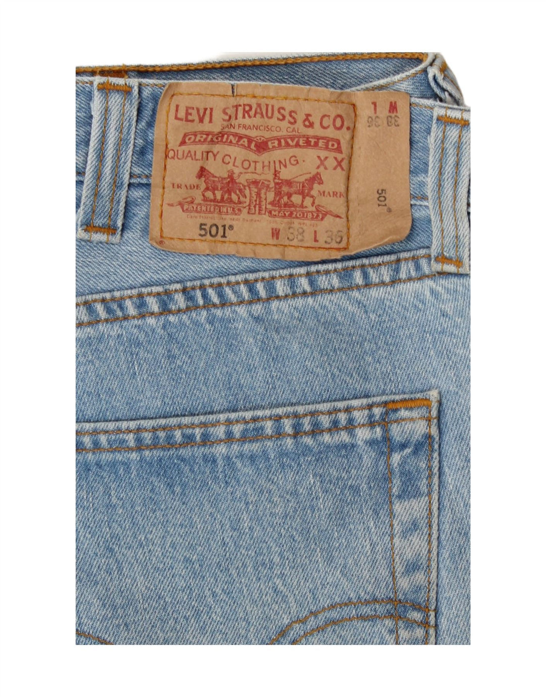 Levi's Herre 501 Straight Jeans W38 L28 Blå Bomuld