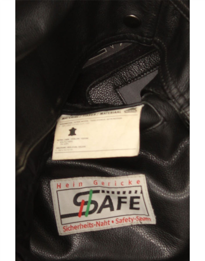 HEIN GERICKE Herre Læder Biker Jacket UK 40 Stor Sort Læder