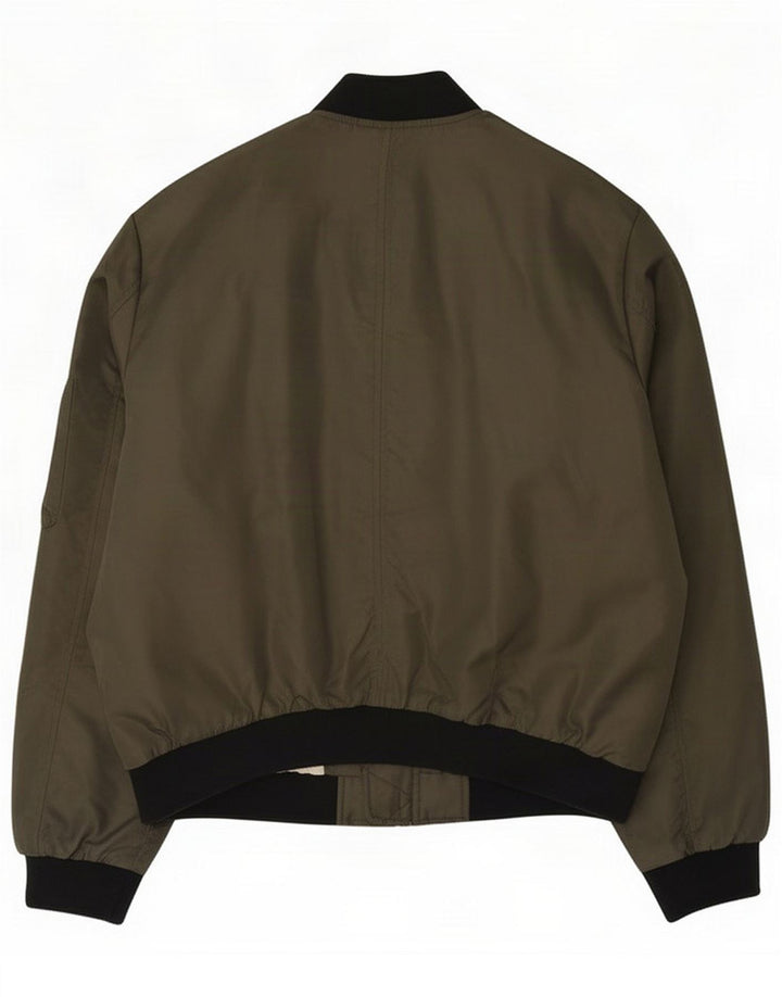 Zara Womens Bomber Jacket UK 14 Medium Khaki Colourblock Nylon