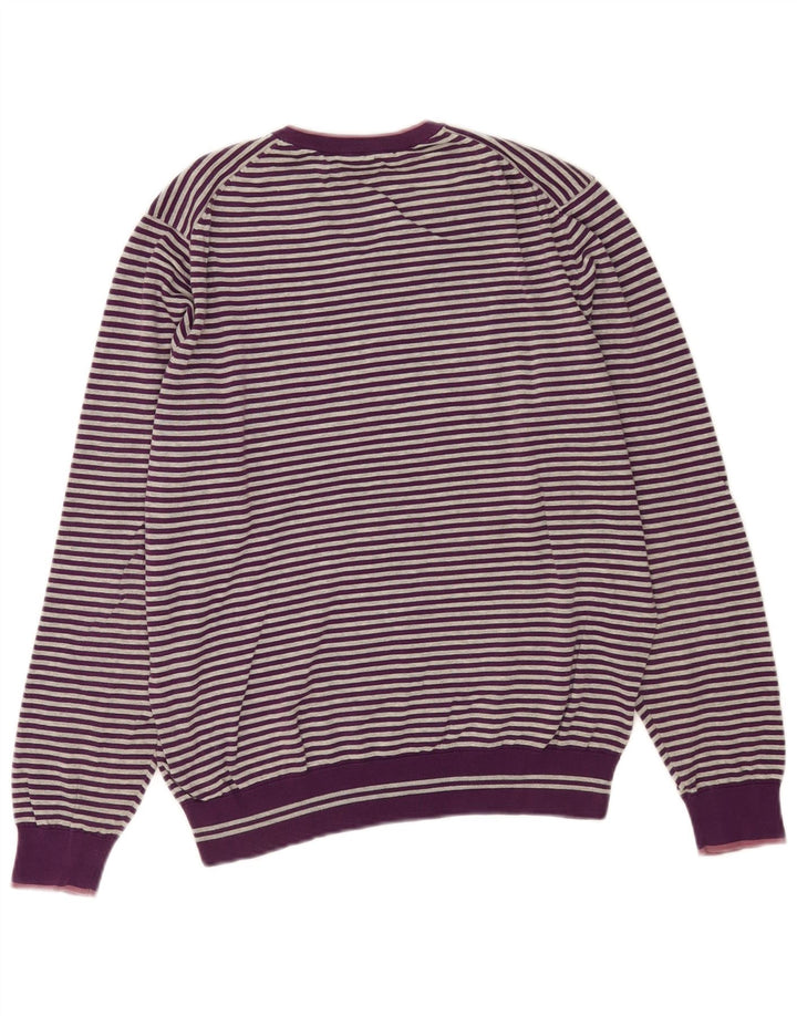 Massimo Dutti Herre V-hals sweater Stor lilla stribet bomuld