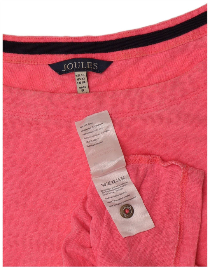 Joules Dame Top 3/4 ærmer UK 16 Large Pink Bomuld