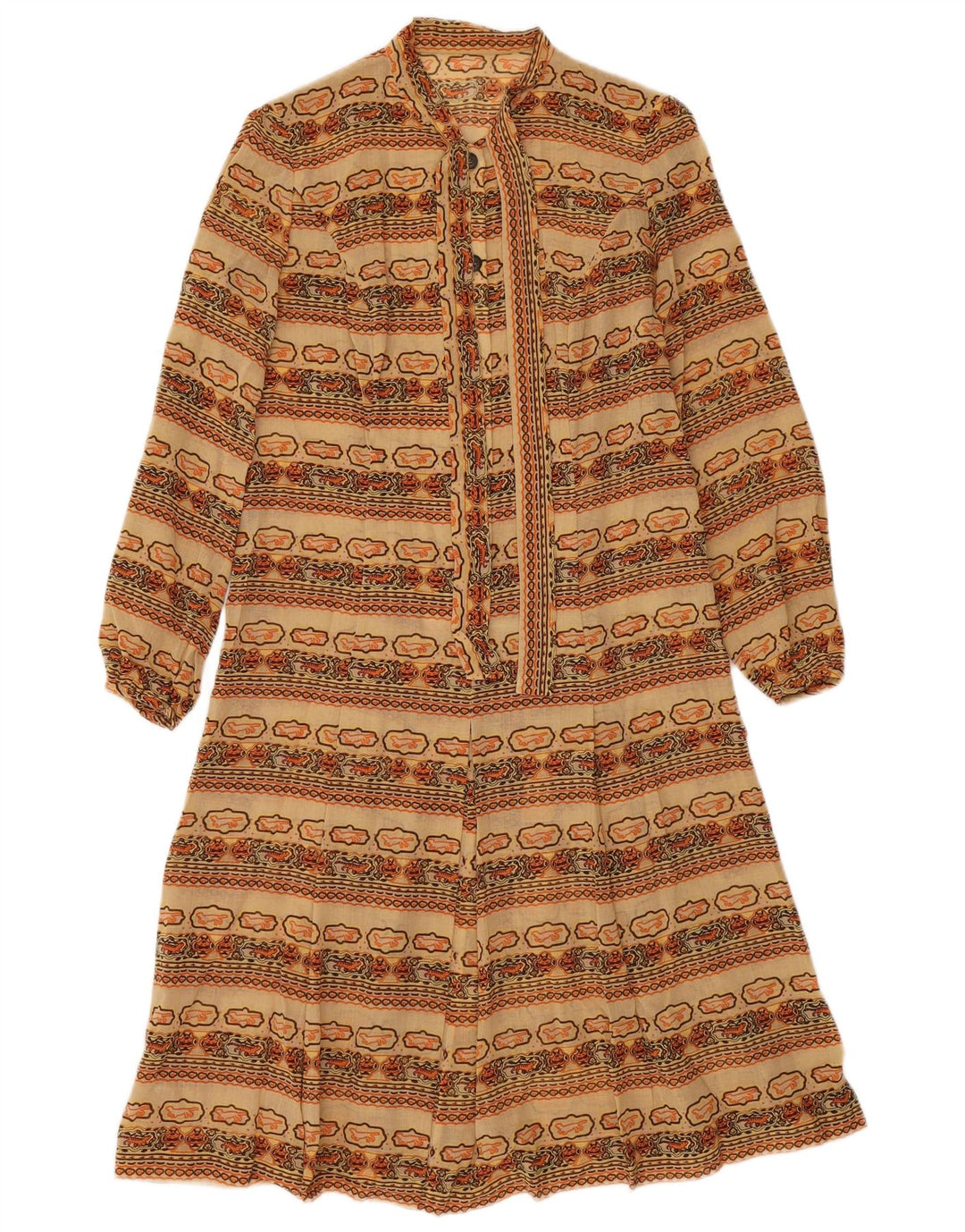 Vintage Kvinder A-Line Kjole UK 12 Medium Flerfarvet Fair Isle