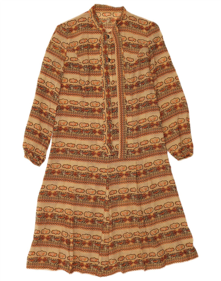 Vintage Kvinder A-Line Kjole UK 12 Medium Flerfarvet Fair Isle