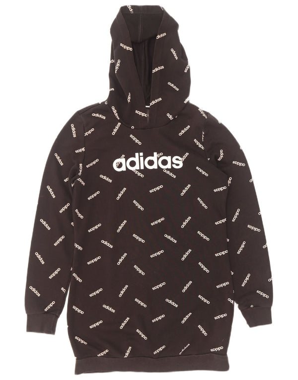 Adidas Graphic Hoodie Jumper UK 8/10 Small Black Bomuld