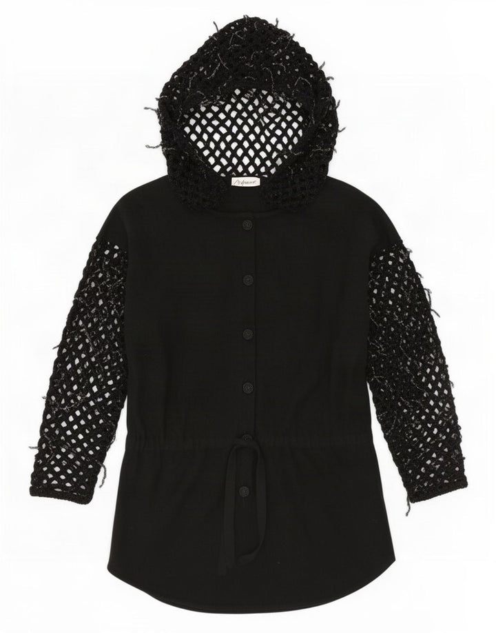Di Bari Dame Oversized Longline Hætte Cardigan Top EU 40 Medium Sort