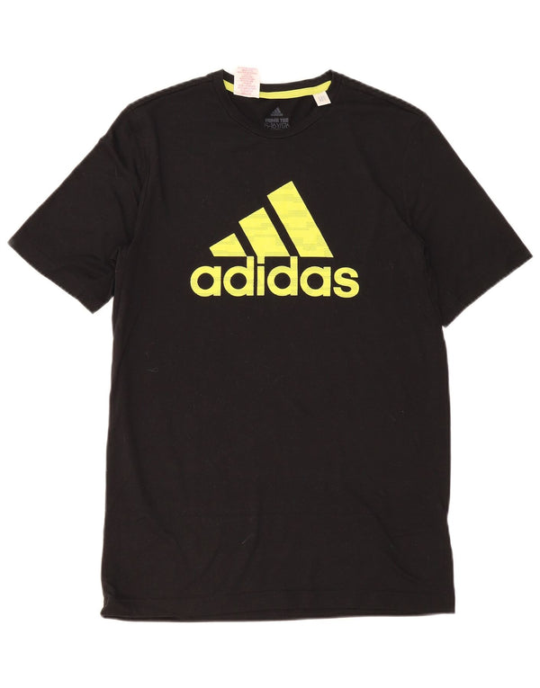 Adidas Boys Aeroready Grafisk T-Shirt Top 15-16 År Sort Polyester