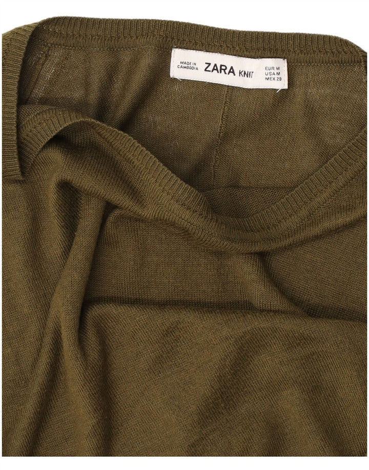 Zara Dame Boat Neck Jumper Sweater UK 14 Medium Khaki