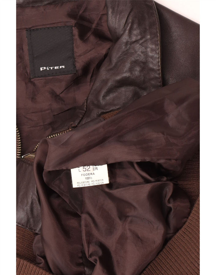 Vintage Herre Bomber Læderjakke UK 38 Medium Brun Læder