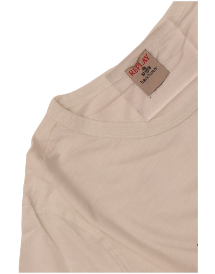 Replay Herre Grafisk T-Shirt Top Lille Hvid