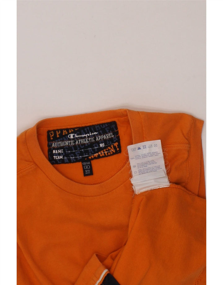 CHAMPION Boys Vest Top 9-10 Years Medium  Orange Colourblock Cotton Vintage Champion and Second-Hand Champion from Messina Hembry 