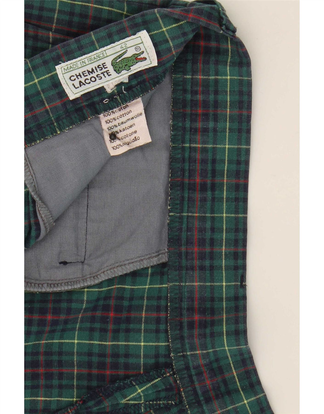 Lacoste Herre Pegged Chino Shorts Størrelse 42 Medium W31 Grøn ternet bomuld