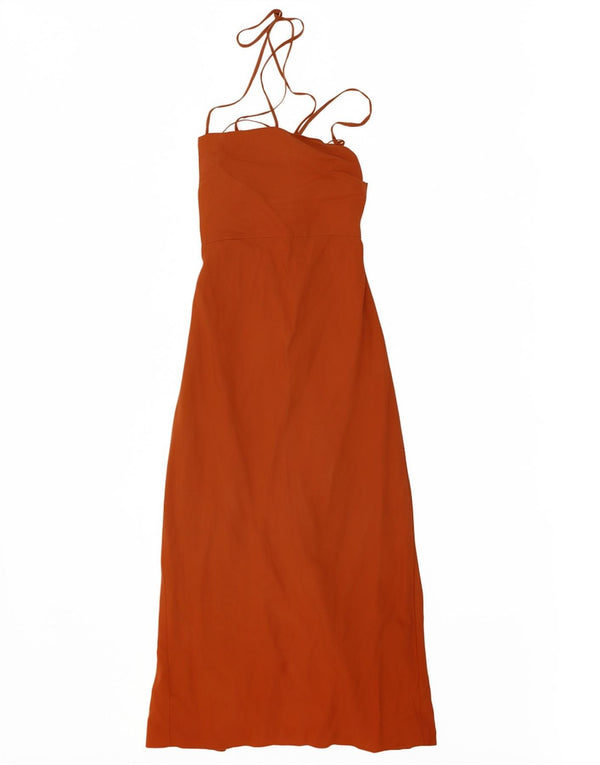 Zara Dame Maxi Sundress UK 6 XS Orange Lyocell