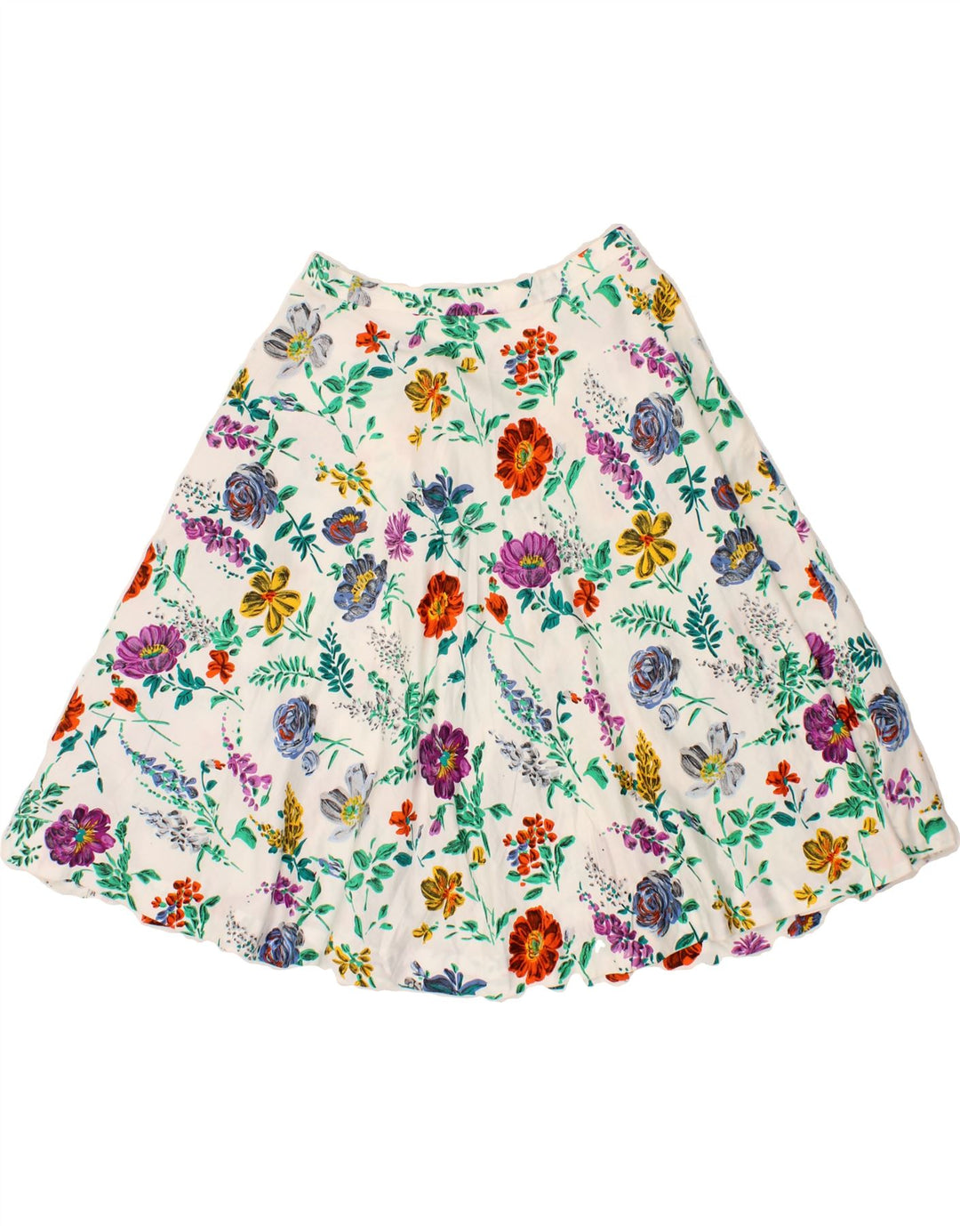 VINTAGE Womens A-Line Skirt W28 Medium White Floral Vintage Vintage and Second-Hand Vintage from Messina Hembry 