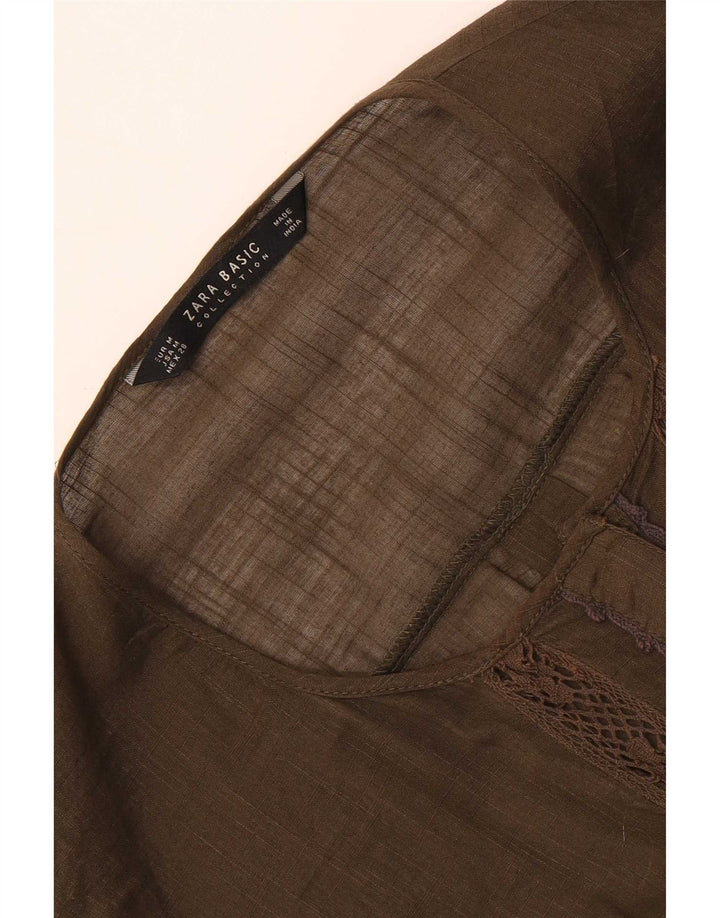 Zara skjortebluse til kvinder UK 14 Medium Khaki