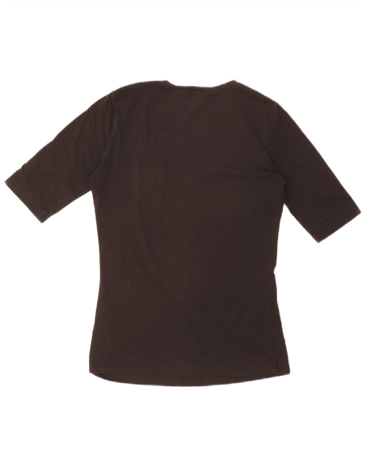 Armani Dame T-Shirt Top UK 10 Lille Sort Bomuld