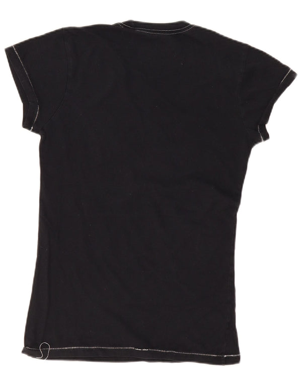 Hard Rock Cafe Womens Rome Graphic T-Shirt Top UK 12 Medium Black Cotton