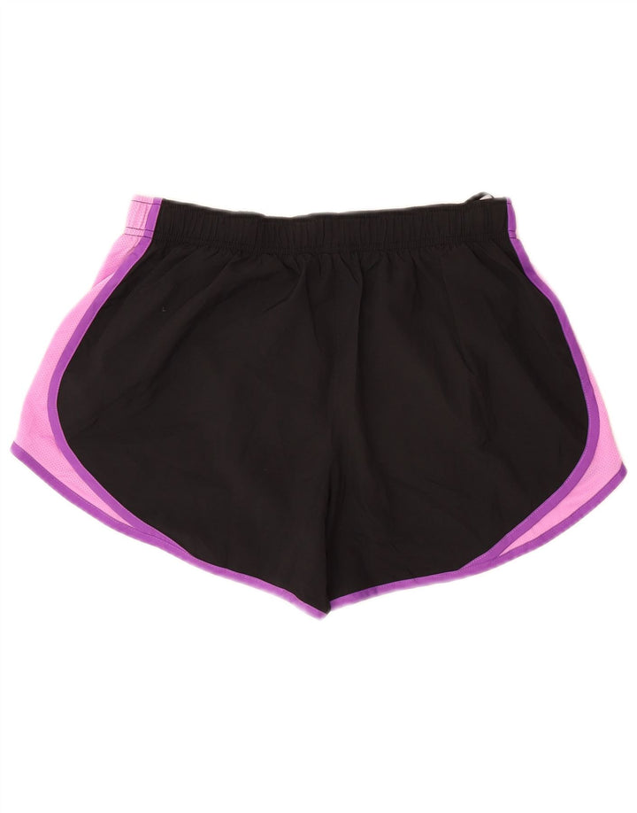 NIKE Womens Dri Fit Sport Shorts UK 12 Medium Black Colourblock Polyester