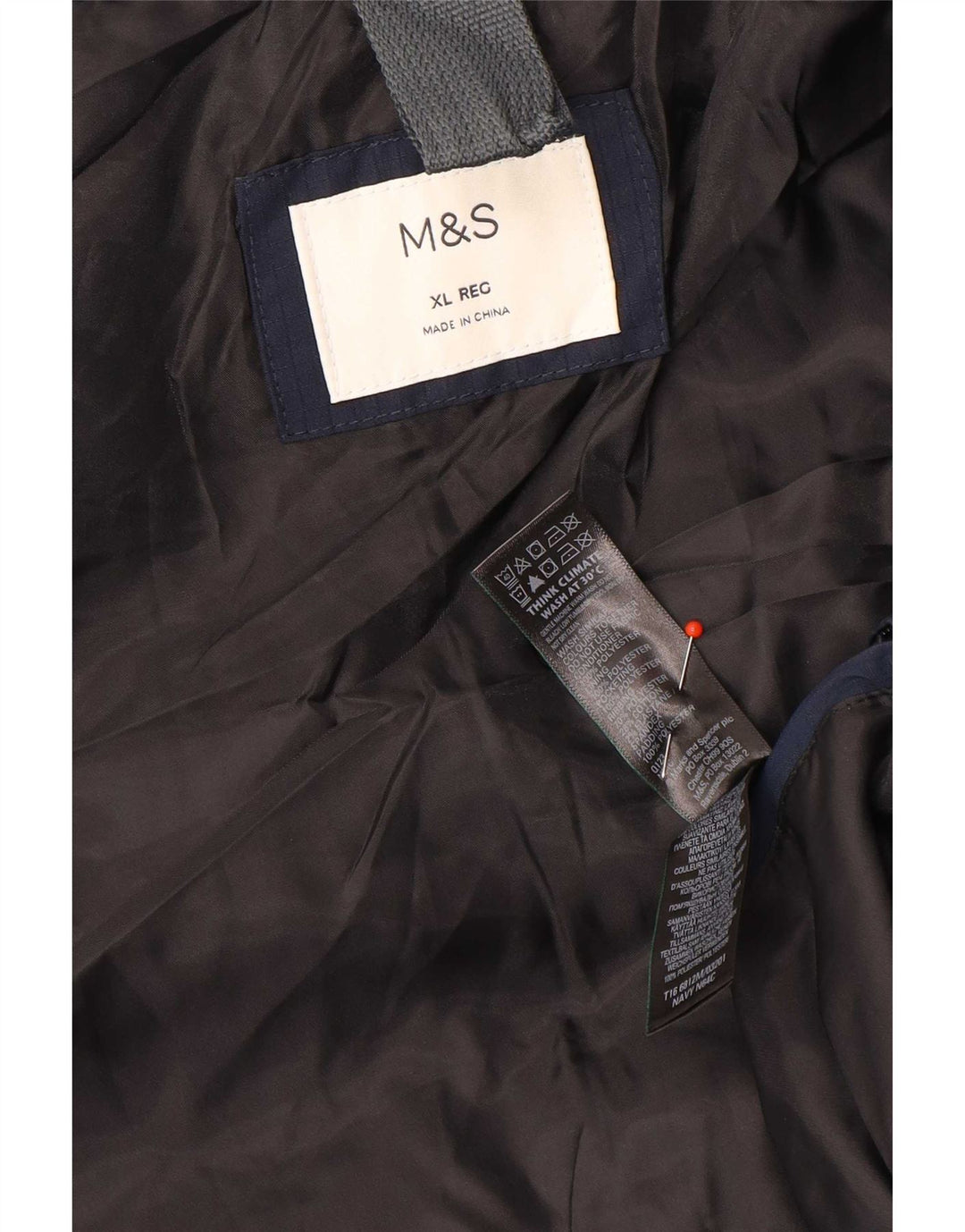 Marks & Spencer Polstret Herrejakke UK 42 XL Navy Blue Polyester
