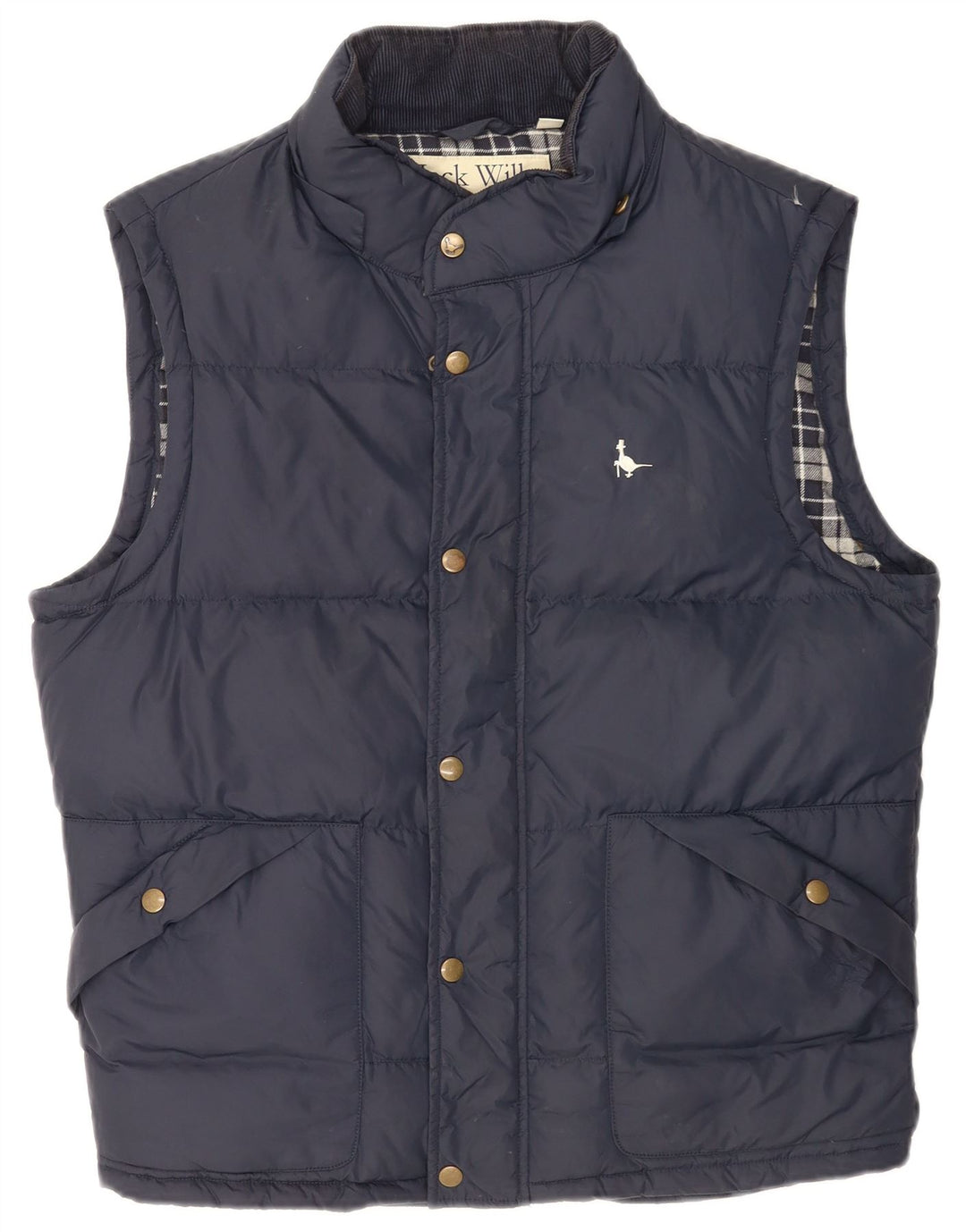 Jack Wills Herre Polstret Gilet UK 38 Medium Navy Blue Nylon