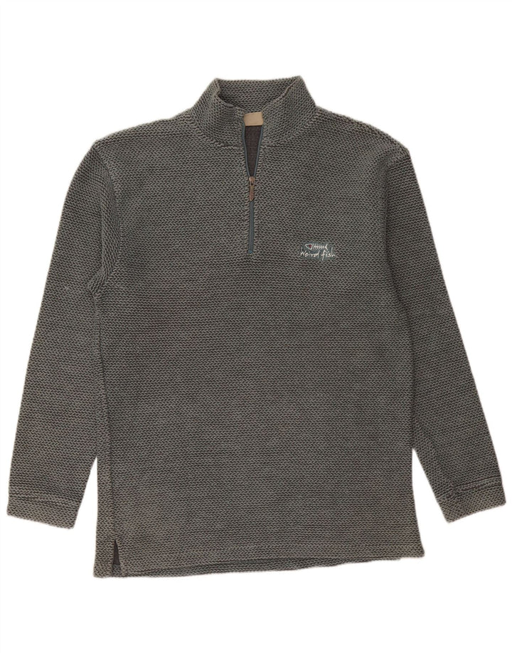 Weird Fish Herre Zip Neck Sweatshirt Jumper Medium Grøn Bomuld