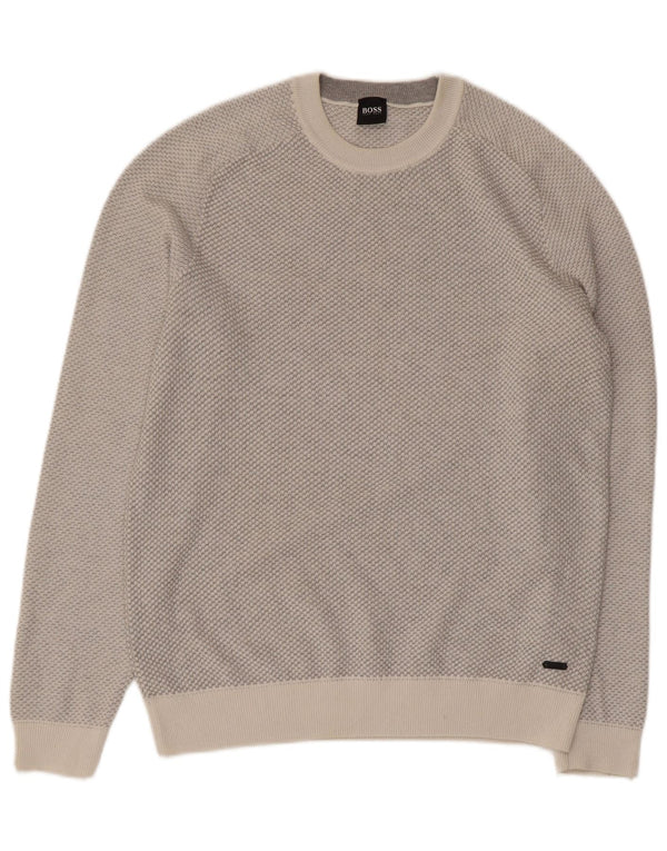 Hugo Boss Herre Crew Neck Jumper Sweater Medium Grey Polyester