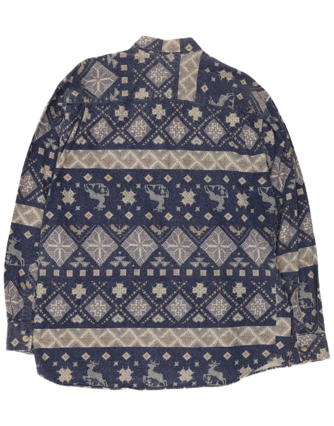 Vintage herreskjorte stor marineblå geometrisk