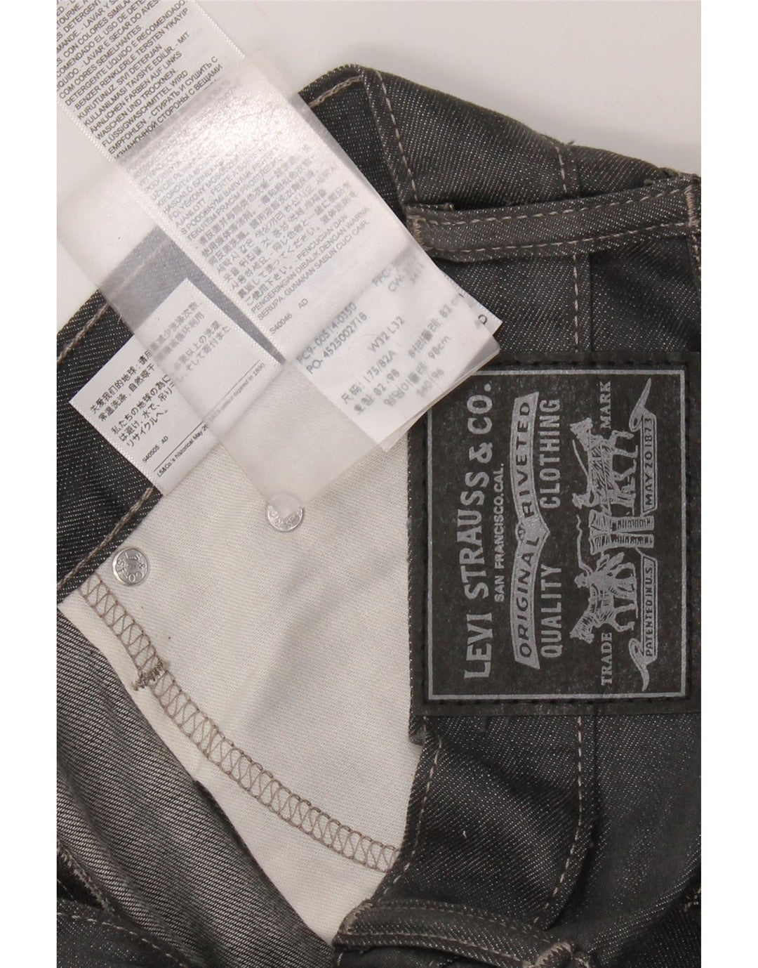 LEVI'S Straight jeans til mænd W32 L32 Grå bomuld