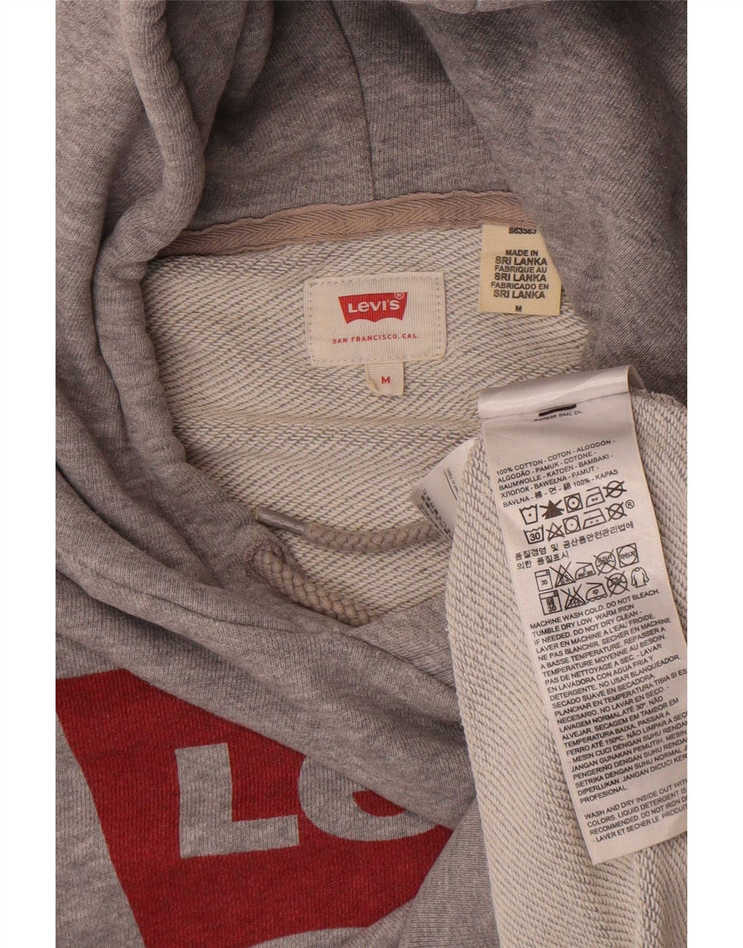 Levi's Grafisk hættetrøje til mænd mellemgrå flækket bomuld