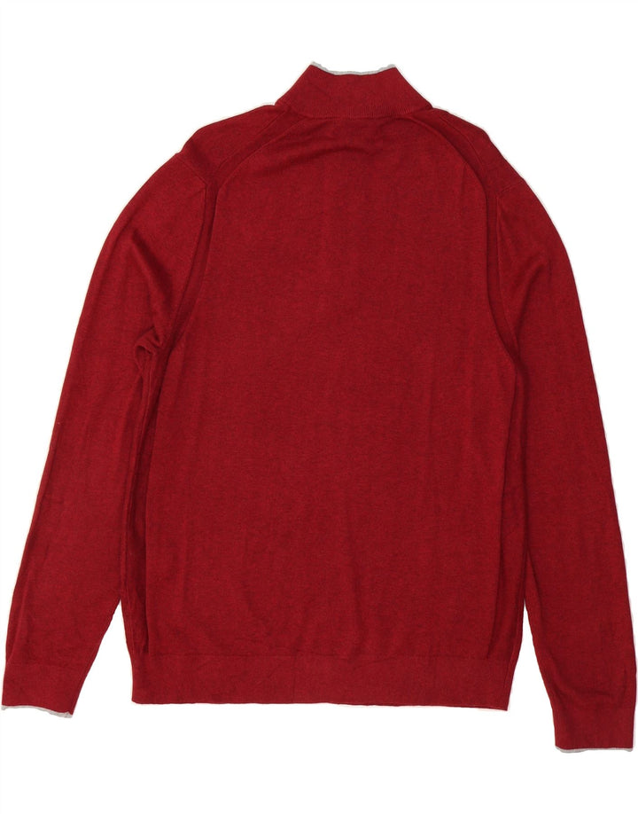 MICHAEL KORS Mens Zip Neck Jumper Sweater Large Red Cotton Vintage Michael Kors and Second-Hand Michael Kors from Messina Hembry 