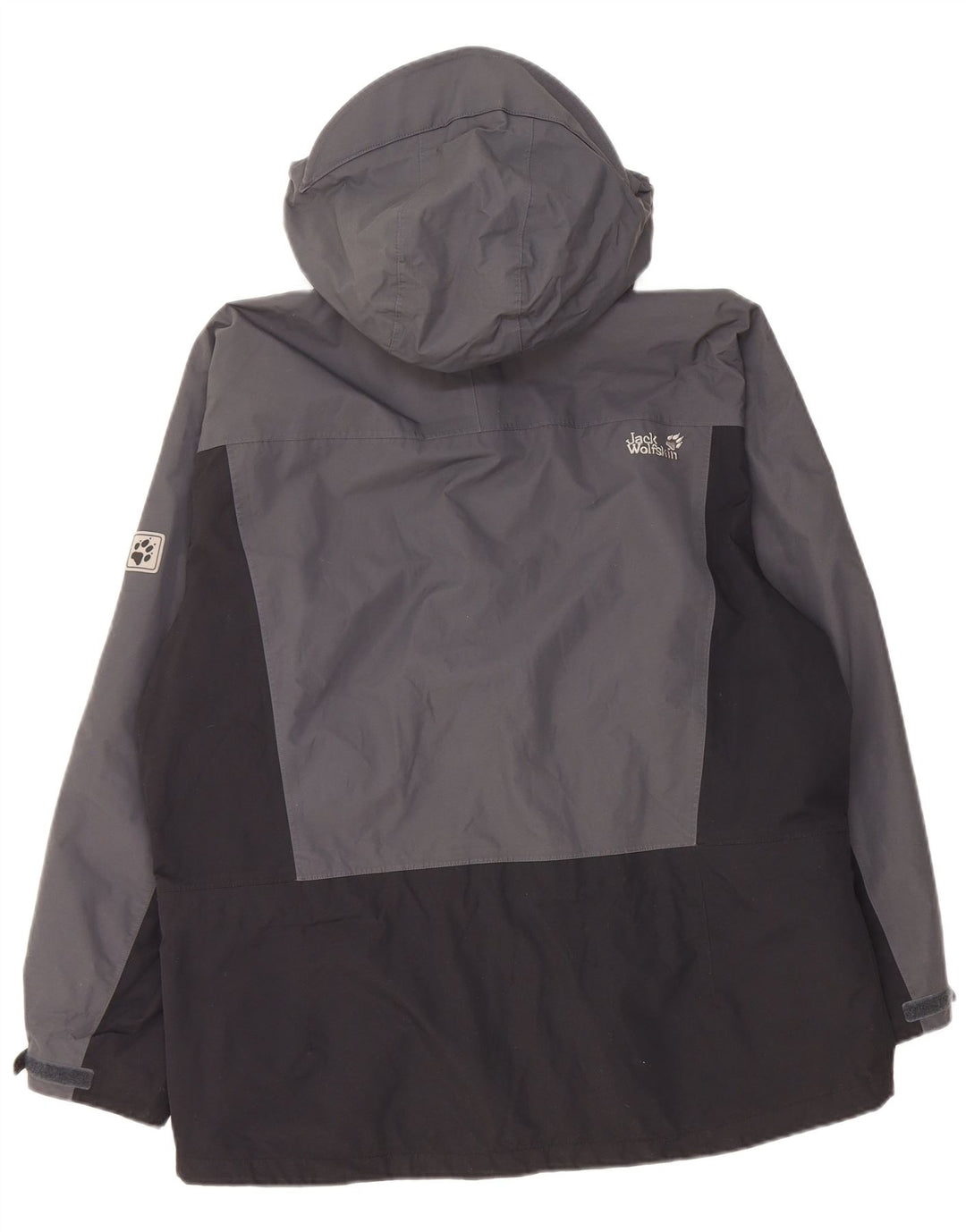 JACK WOLFSKIN Regnjakke med hætte til kvinder UK 14/16 Stor grå farveblok