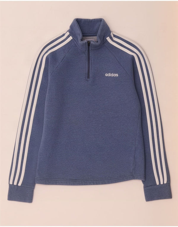 Adidas Dame Loose Fit Sweatshirt med lynlås i DK 4/6 XS Blå Bomuld