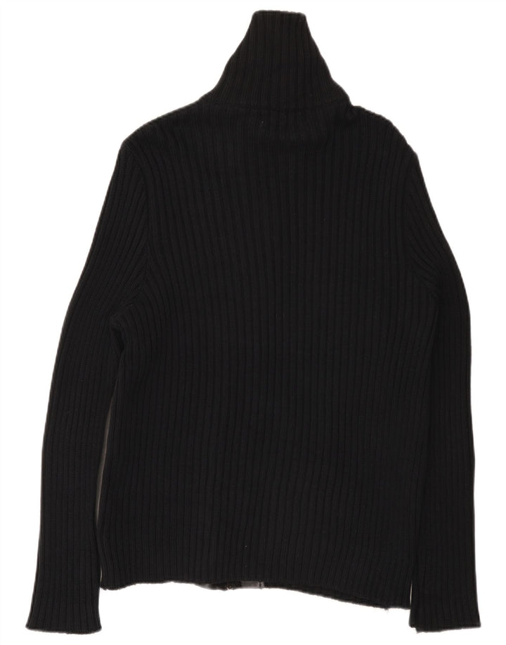 Zara Herre Cardigan Sweater Stor Sort Bomuld