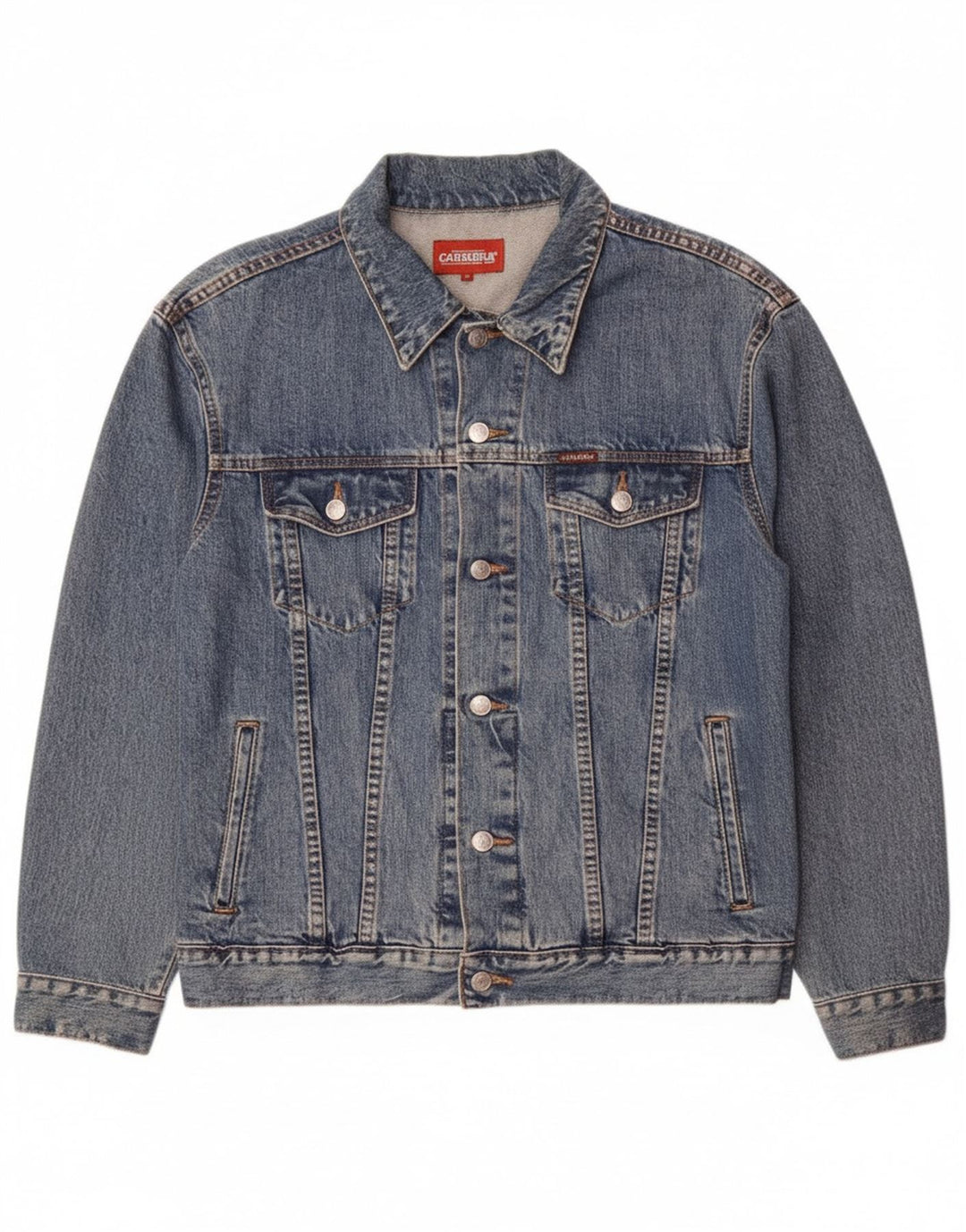 CARRERA Mens Denim Jacket UK 40 Large Blue Cotton