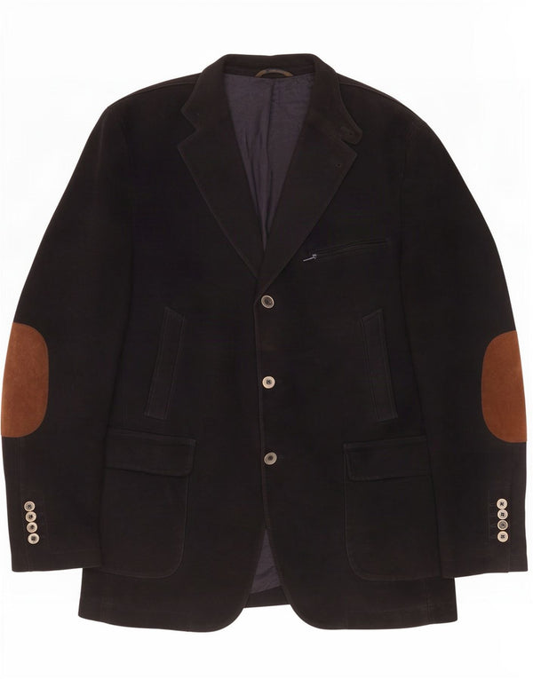 Massimo Dutti Herre 3 Button Blazer Jacket UK 44 2XL Sort Bomuld