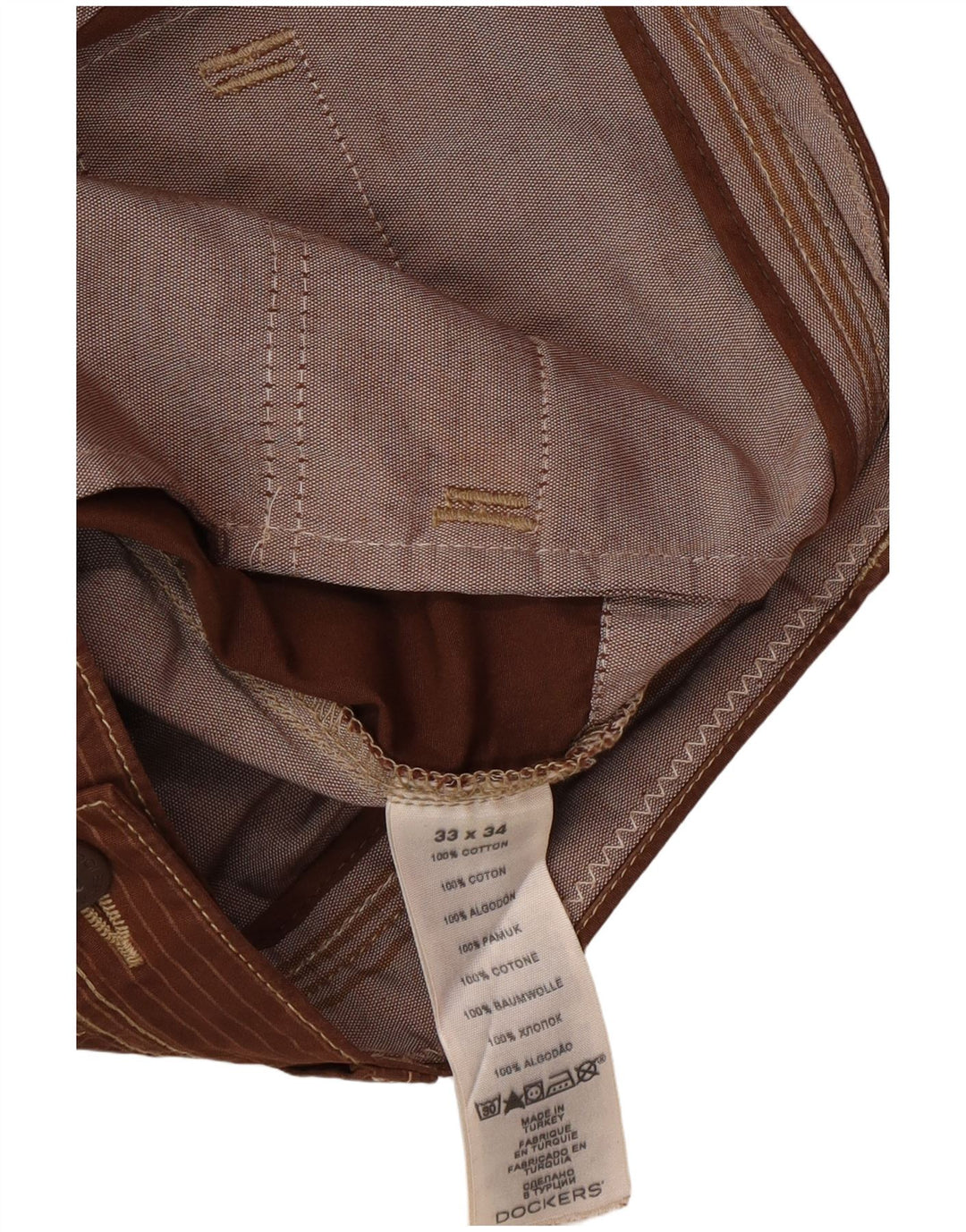 DOCKERS Slim Fit Chinobukser til mænd W34 L34 Brown Pinstripe Classic