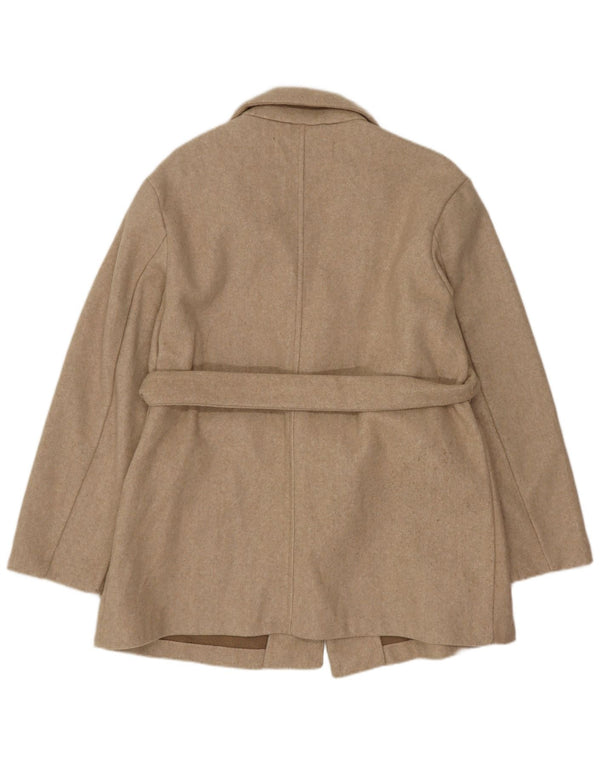 Zara Womens Longline Oversized Blazer Jacket UK 6 XS Beige Polyester