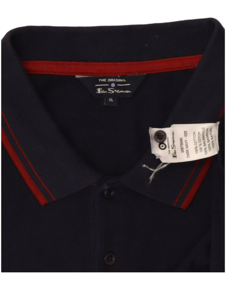 Ben Sherman herre poloshirt XL marineblå bomuld