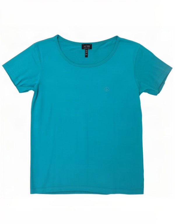 Armani Jeans Dame T-Shirt Top UK 12 Medium Blue