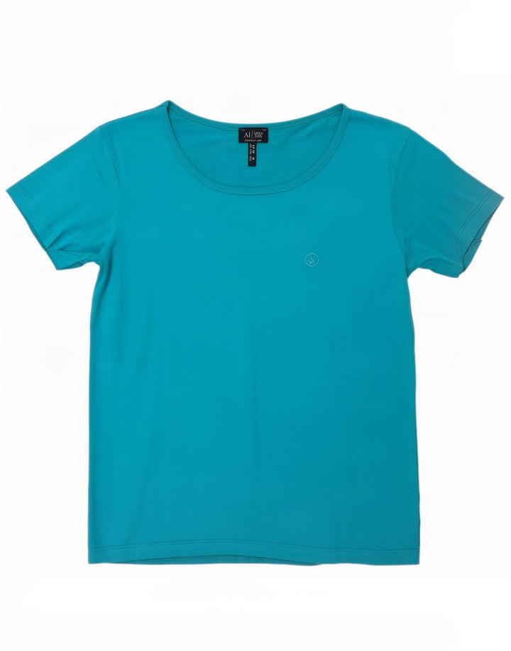 Armani Jeans Dame T-Shirt Top UK 12 Medium Blue