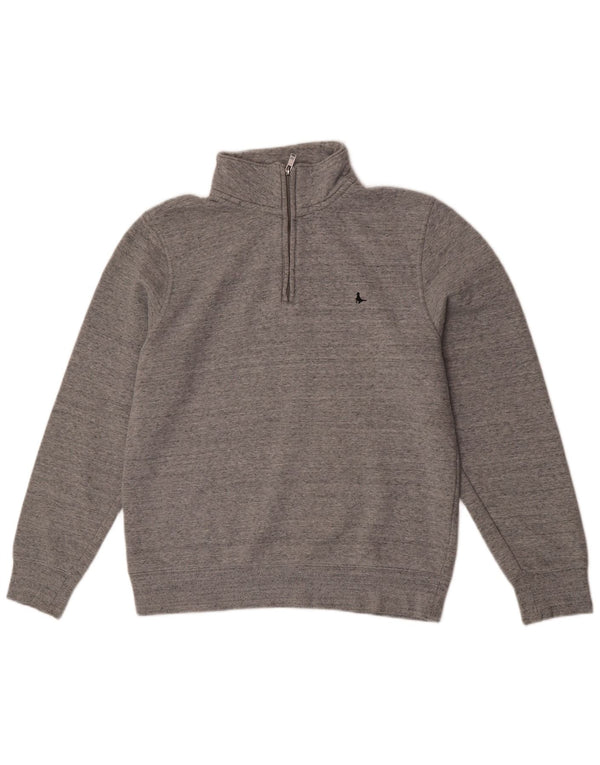 Jack Wills Herre lynlåshals Classic Fit Sweatshirt Jumper Large Grå Flecked