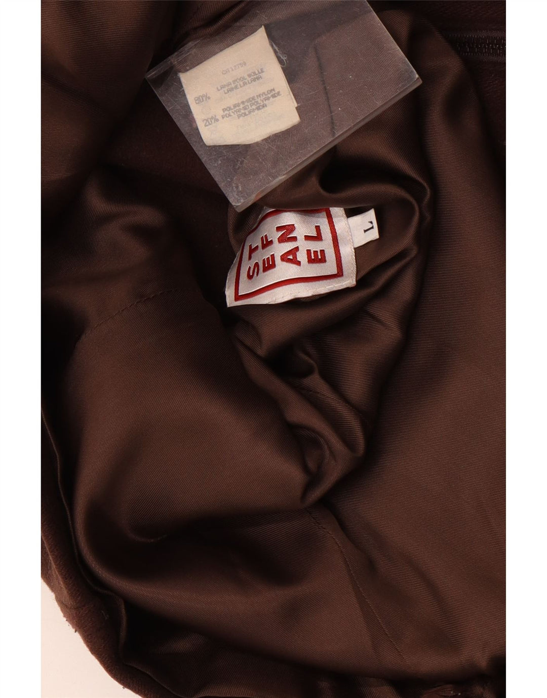 Stefanel Dame Bomber Jacket UK 16 Stor Brun Uld